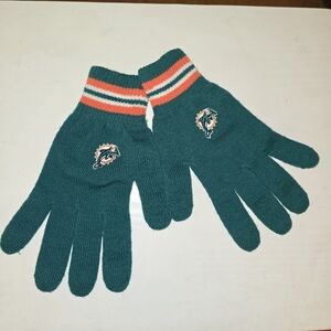 Miami dolphins Vintage Dolphin Logo Teal and Orange Striped Gloves